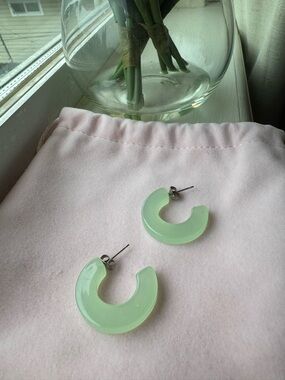 Mint Green Resin Hoop Earrings